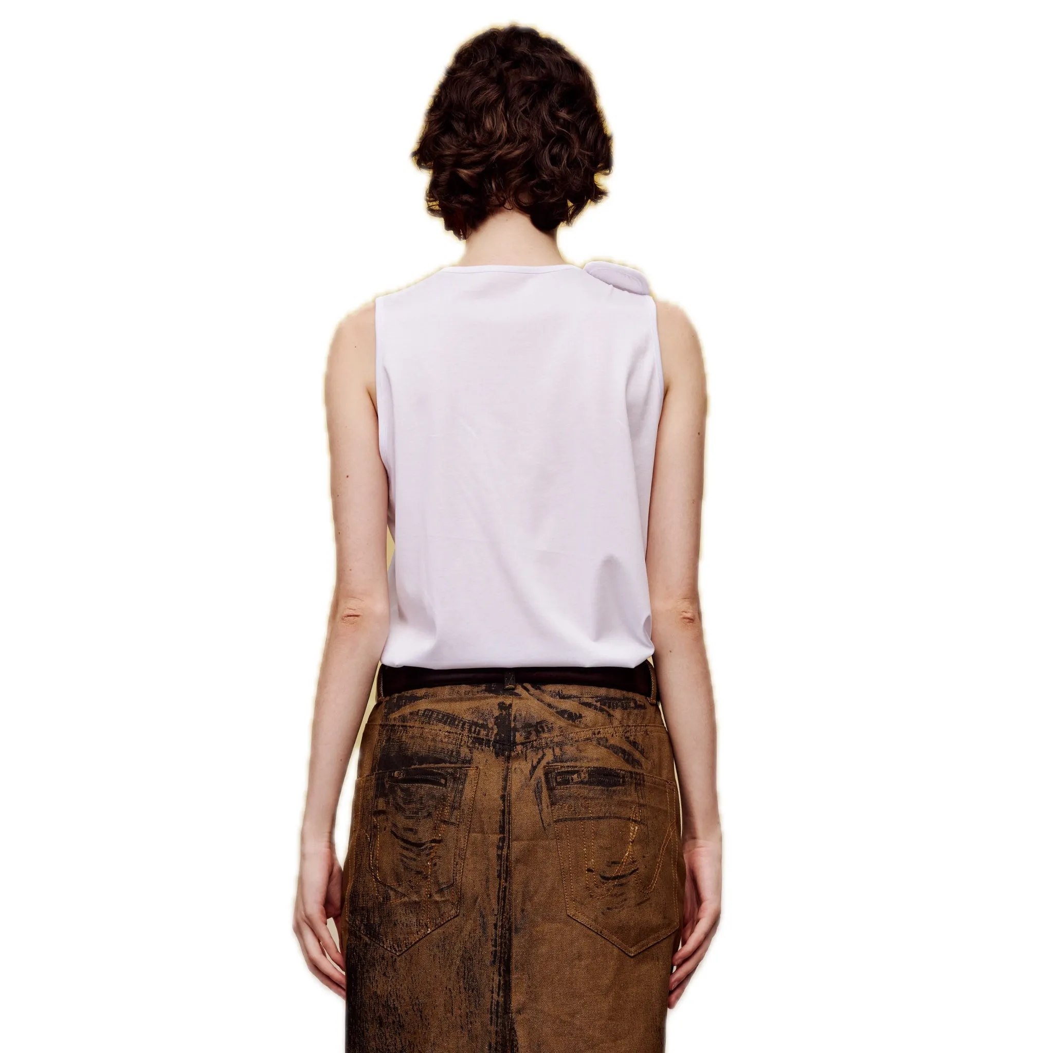 Themed Printed Tank Top in White
