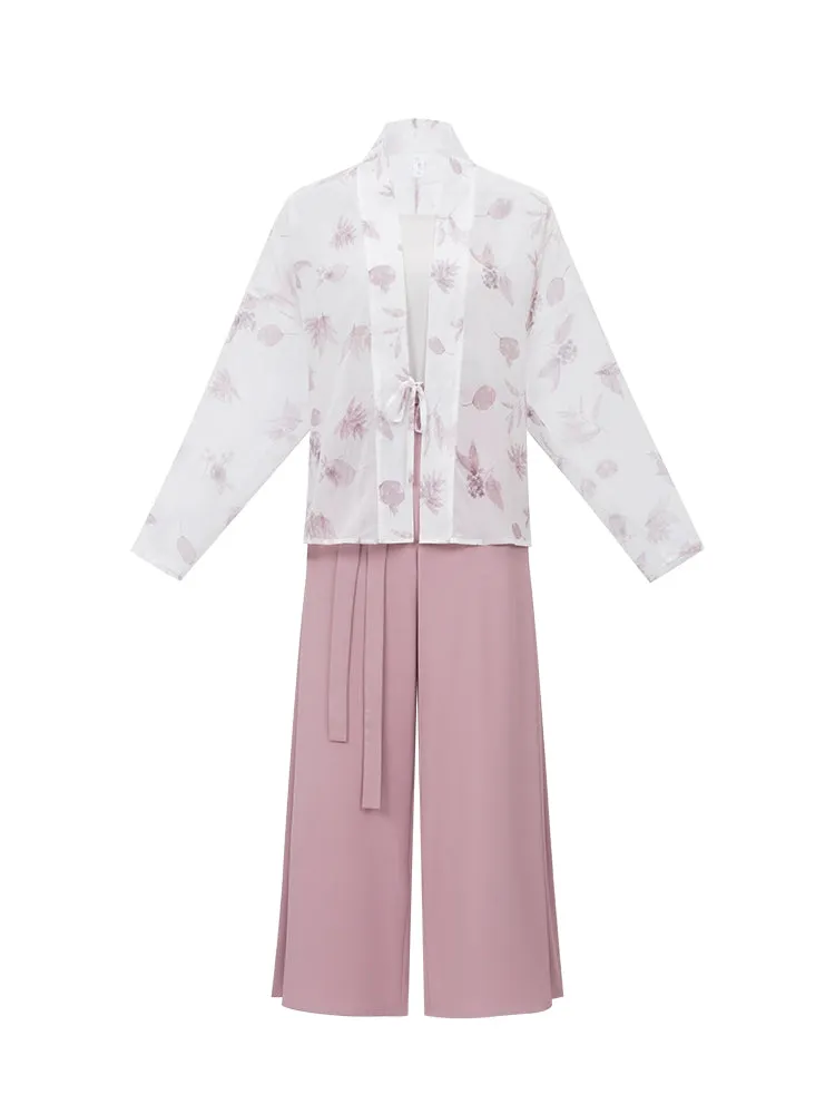 Three color Song style Modern Hanfu Short Shirt and Song Pants Hanfu Women's Summer