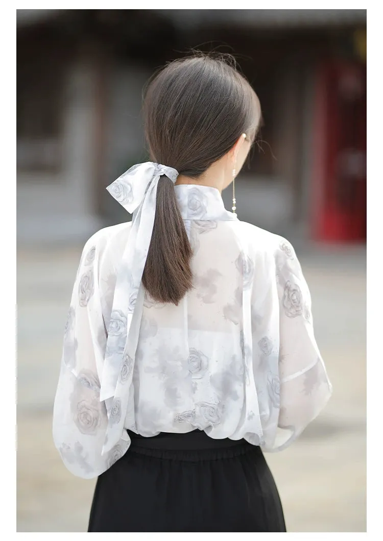 Three color Song style Modern Hanfu Short Shirt and Song Pants Hanfu Women's Summer