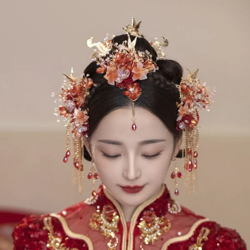 Traditional Chinese bridal headwear, Qun Gua hair Accessories