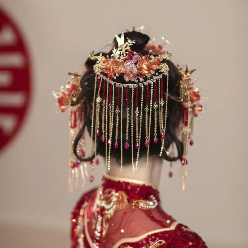 Traditional Chinese bridal headwear, Qun Gua hair Accessories