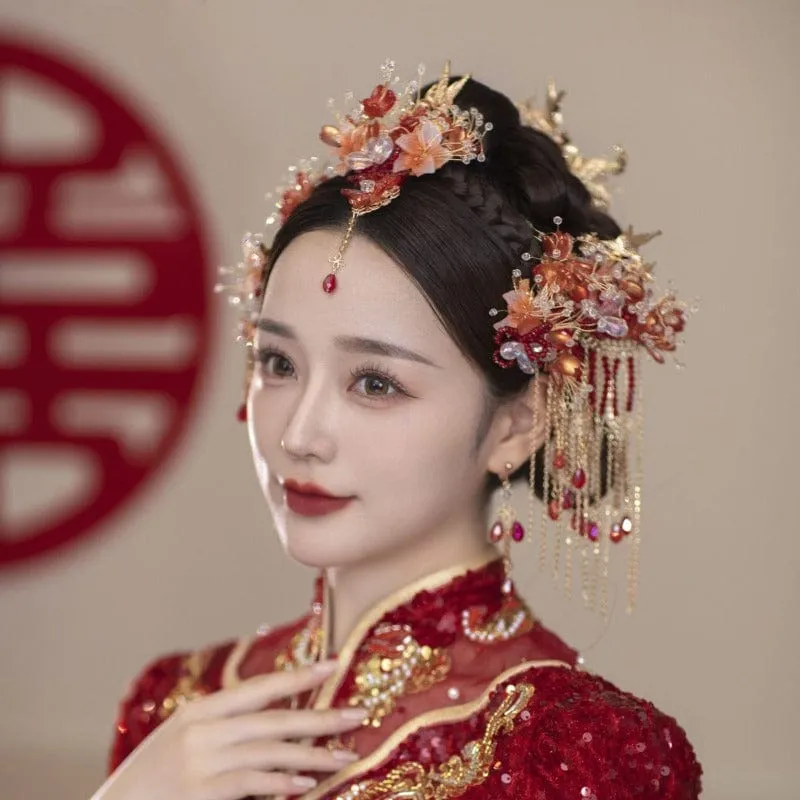 Traditional Chinese bridal headwear, Qun Gua hair Accessories