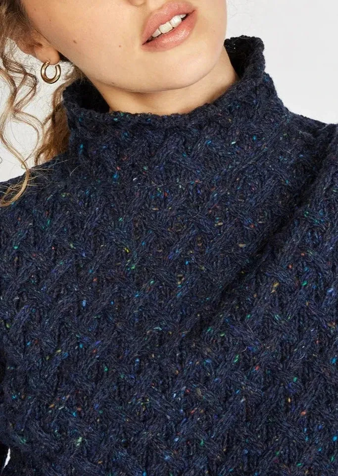 Trellis Aran Sweater | Rich Navy