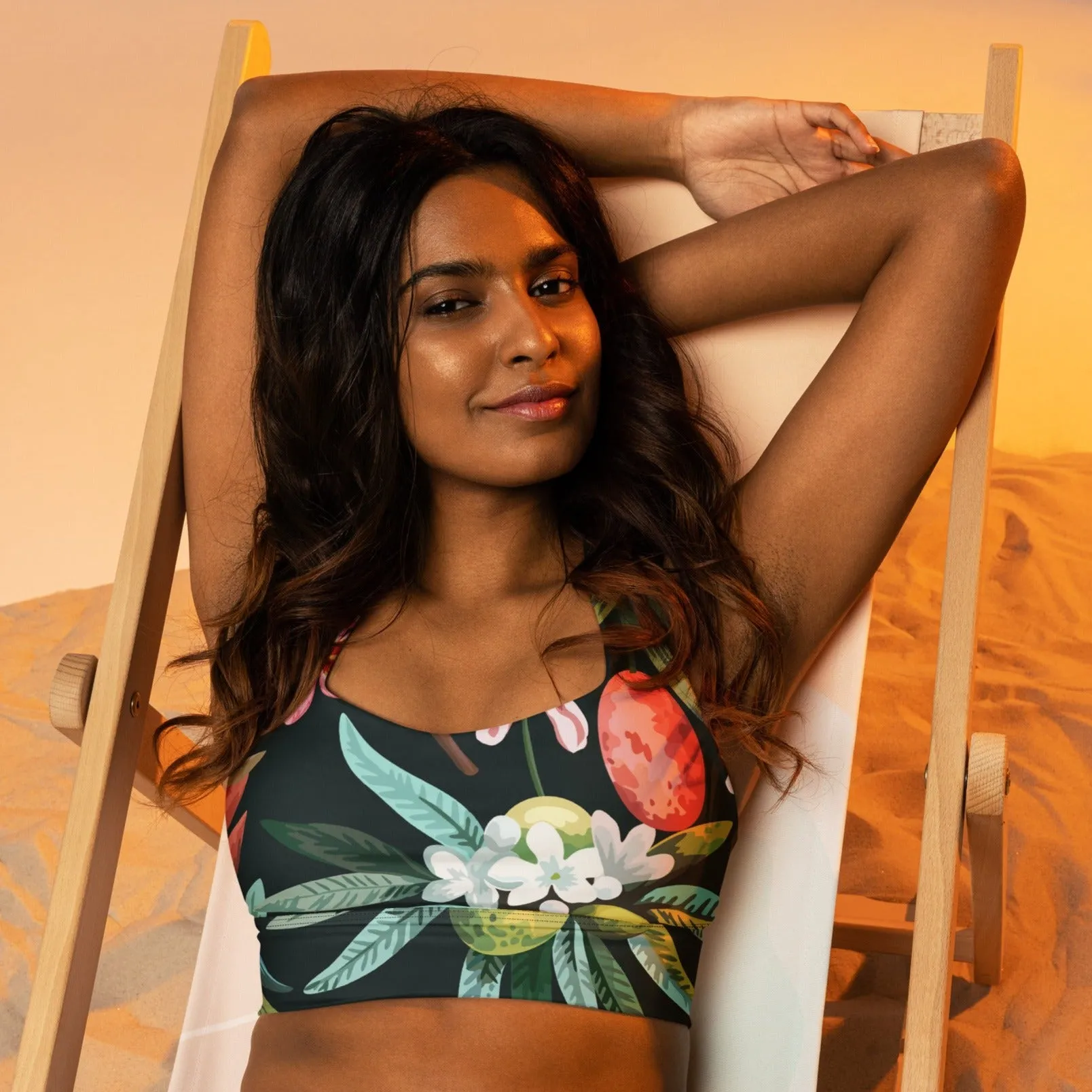 Tropical & Floral Print Sports Bra, lioness-love