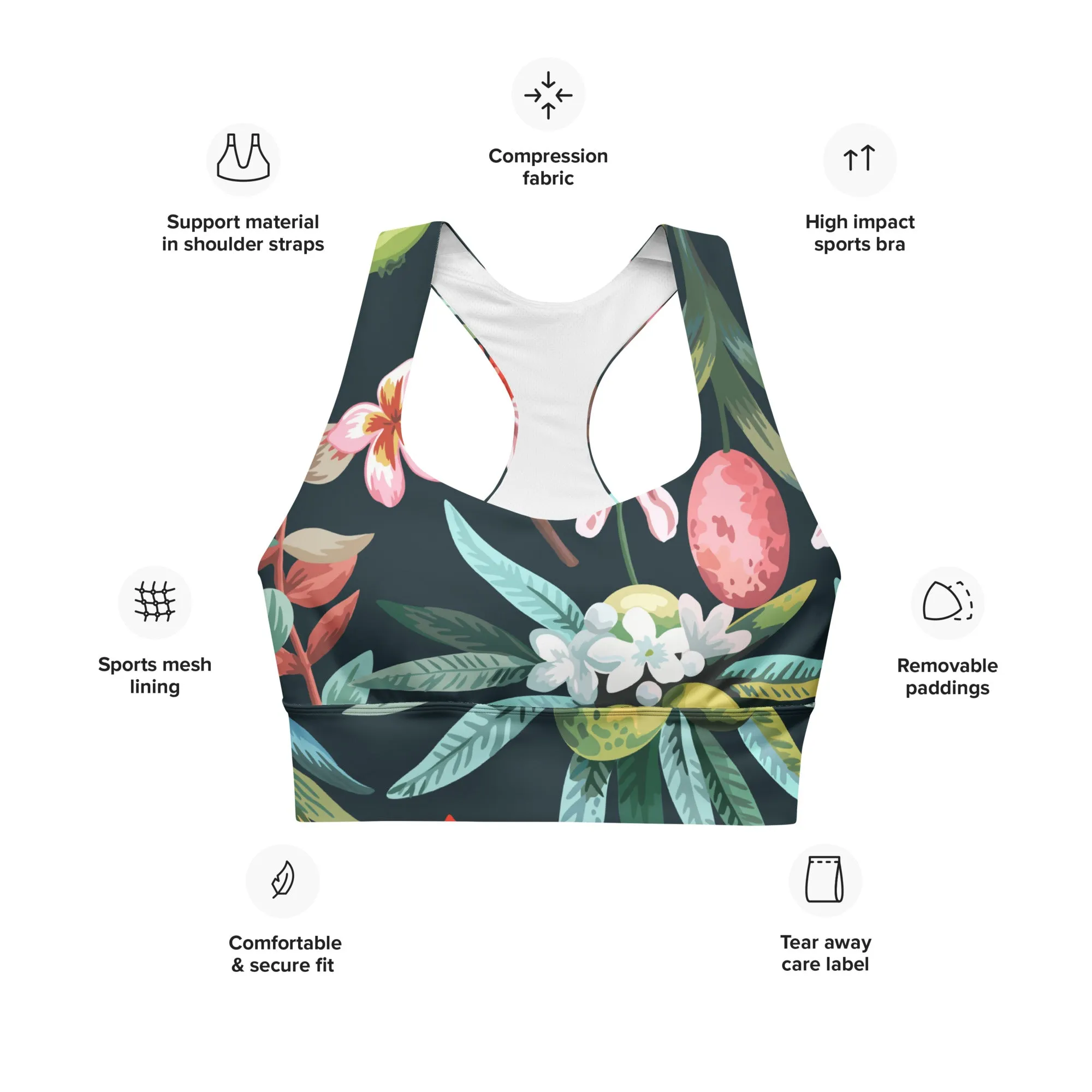 Tropical & Floral Print Sports Bra, lioness-love