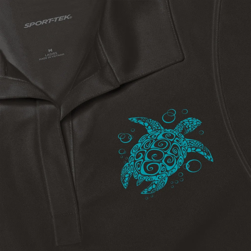 Turquoise Turtle Women's Polo Shirt