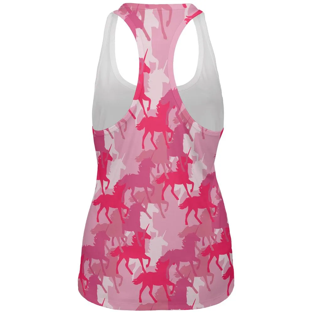 Unicorn Pink Camo Camouflage All Over Womens Work Out Tank Top