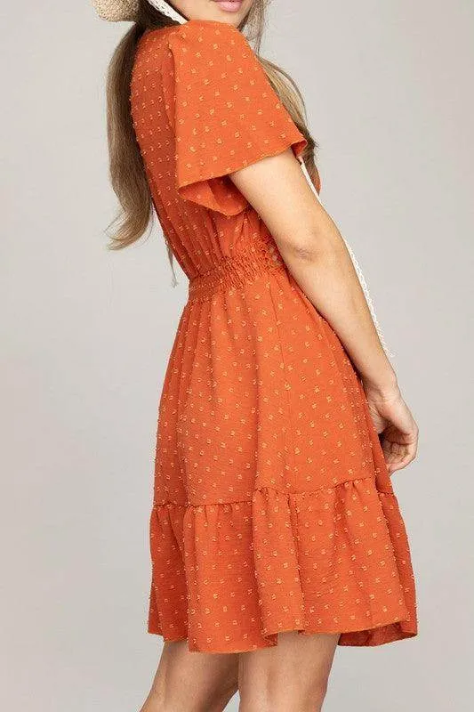 V Neck Dress With Lace Trim