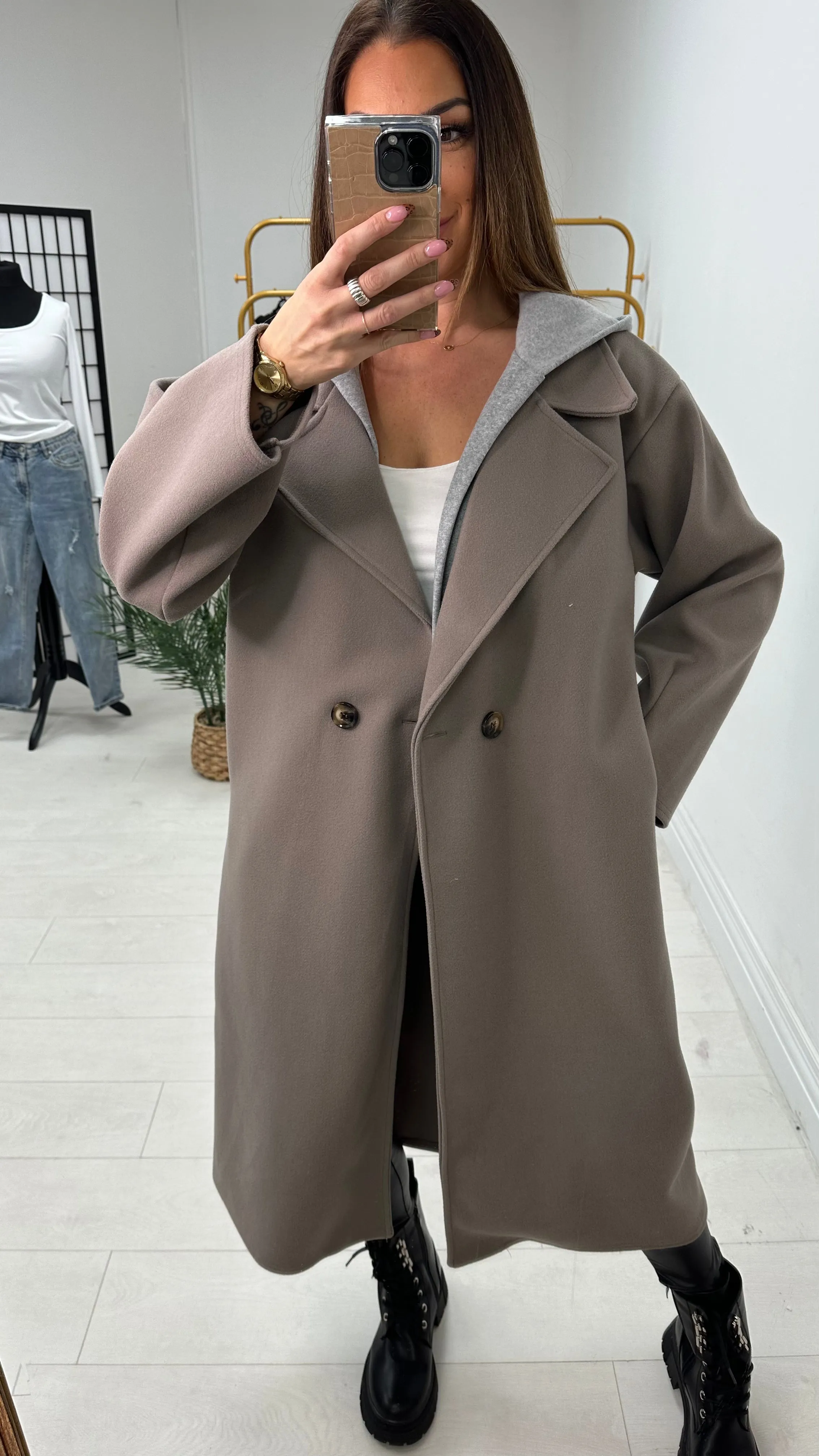 Valencia Hoodie Detail Double Breasted Trench Coat