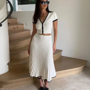 Valerie Knit Top & Pleated Skirt Set