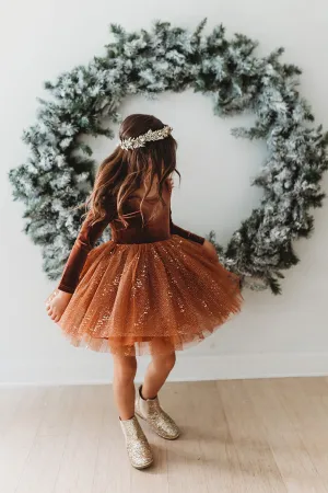 Velour Ballerina Dress - Cinnamon Spice (FINAL SALE)