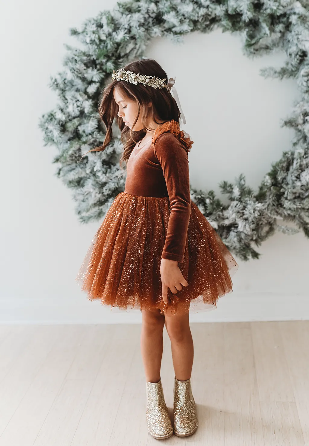 Velour Ballerina Dress - Cinnamon Spice (FINAL SALE)