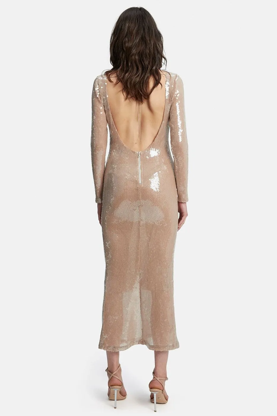 Verona Sequin Maxi Dress - Nude