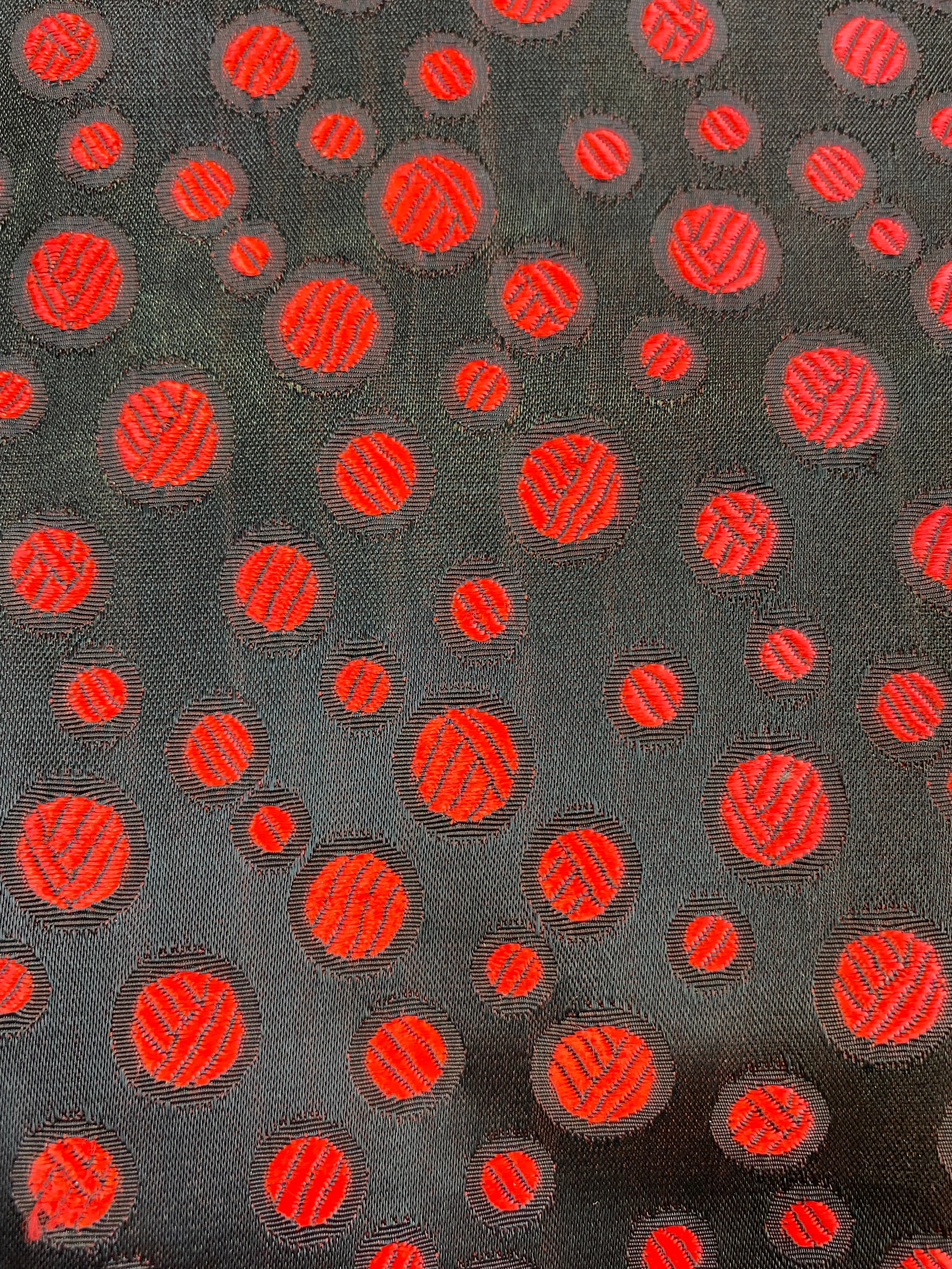 Vintage 1950s Red & Black Dot Party Dress, Small