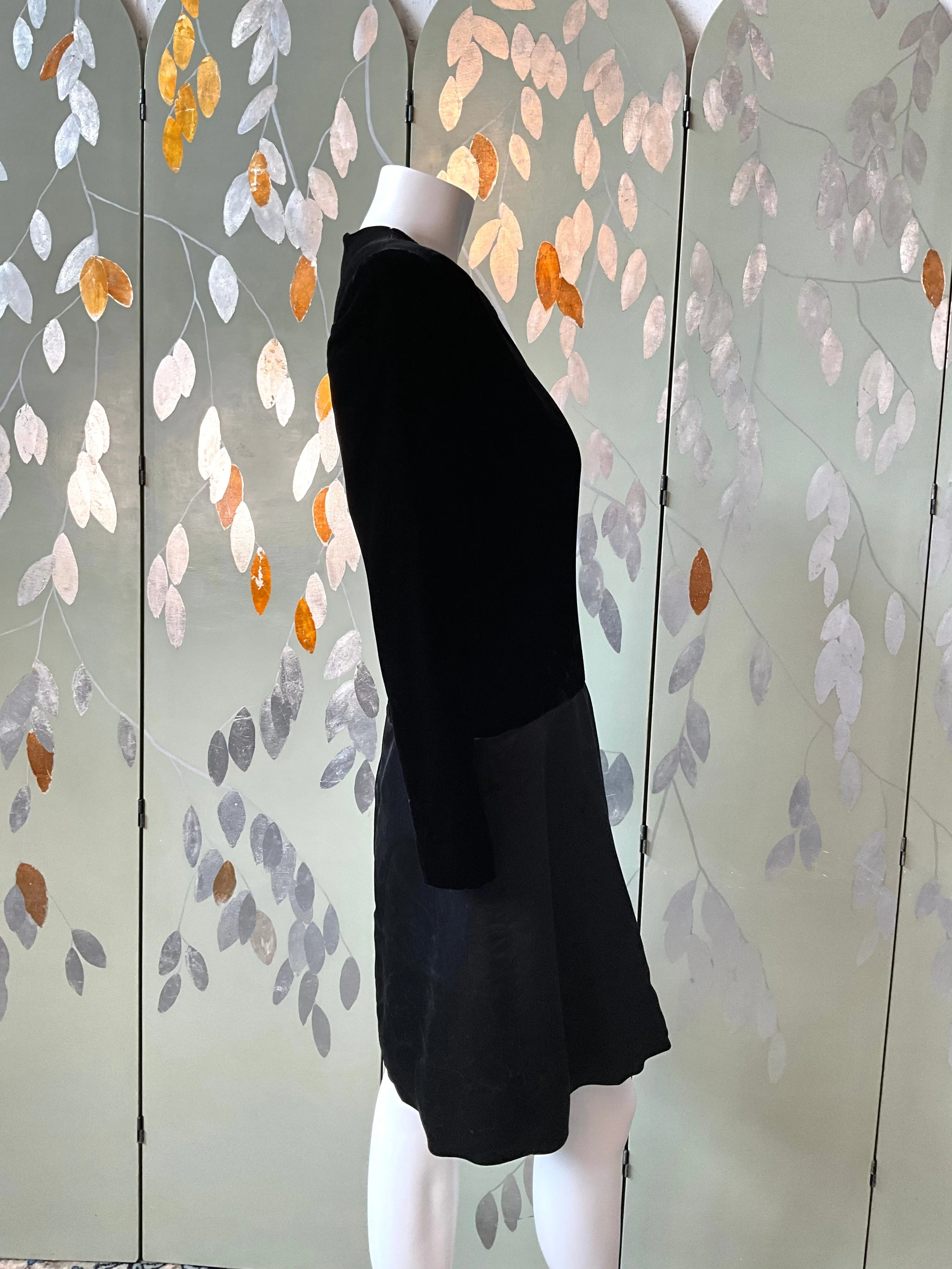 Vintage 1980s Black Velvet Carolina Herrera Dress, Small