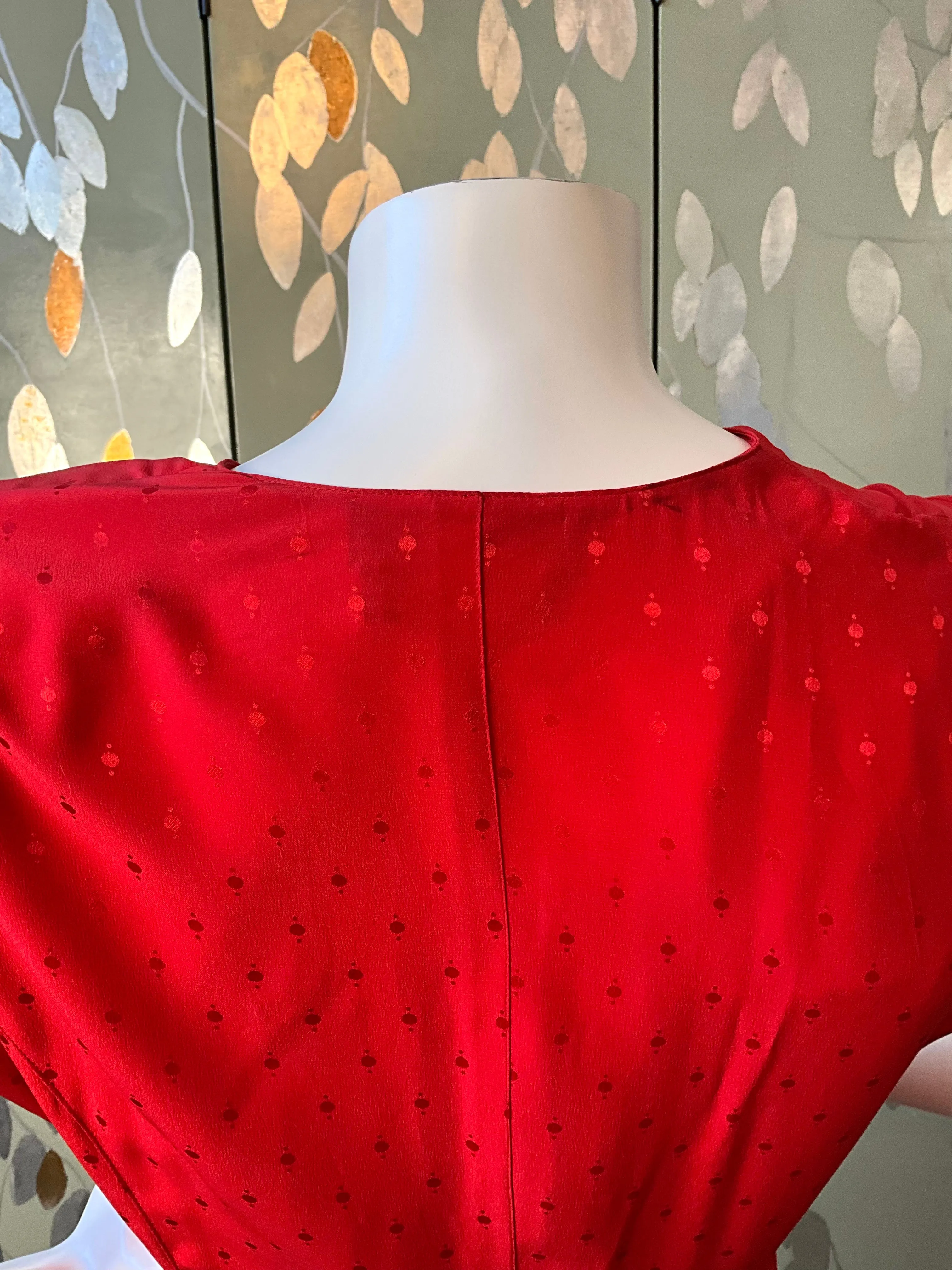 Vintage 1980s Red Louis Féraud Silk Tea Dress, M-L