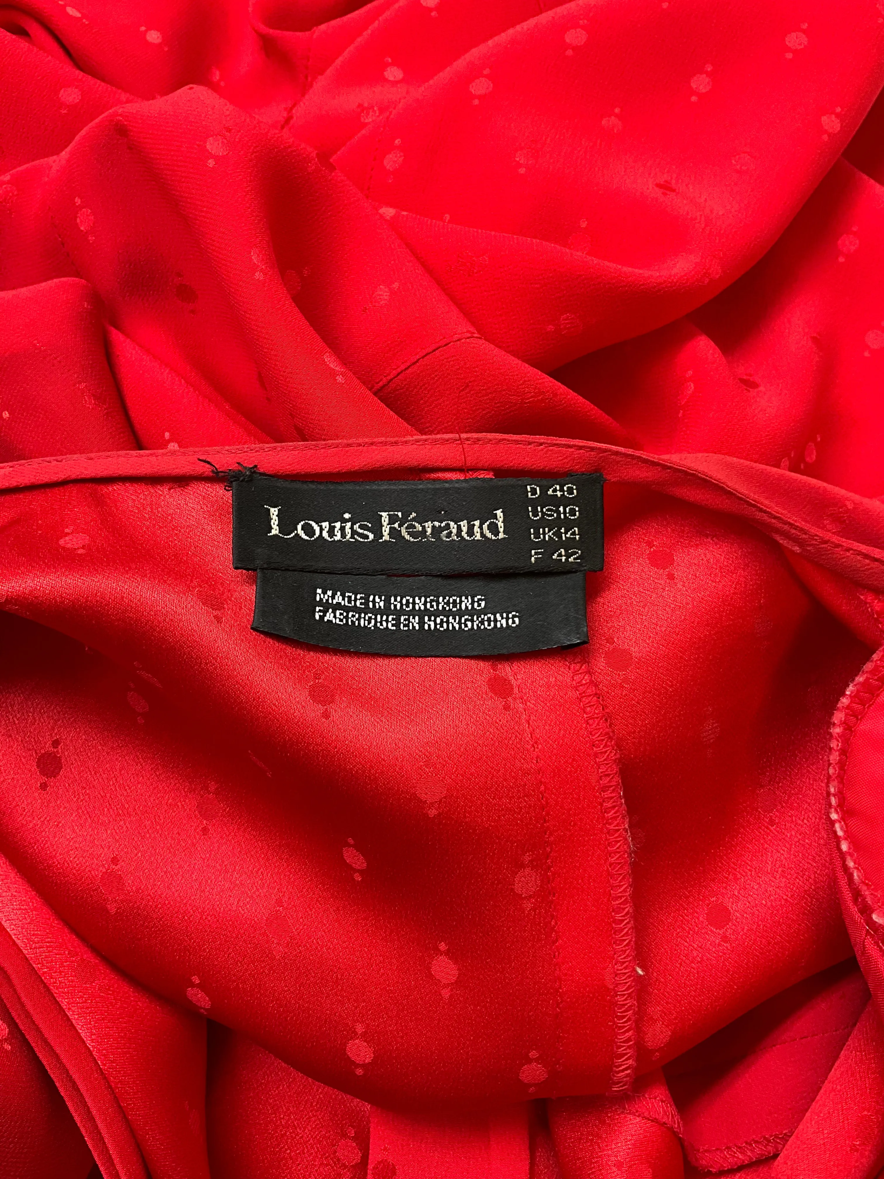 Vintage 1980s Red Louis Féraud Silk Tea Dress, M-L