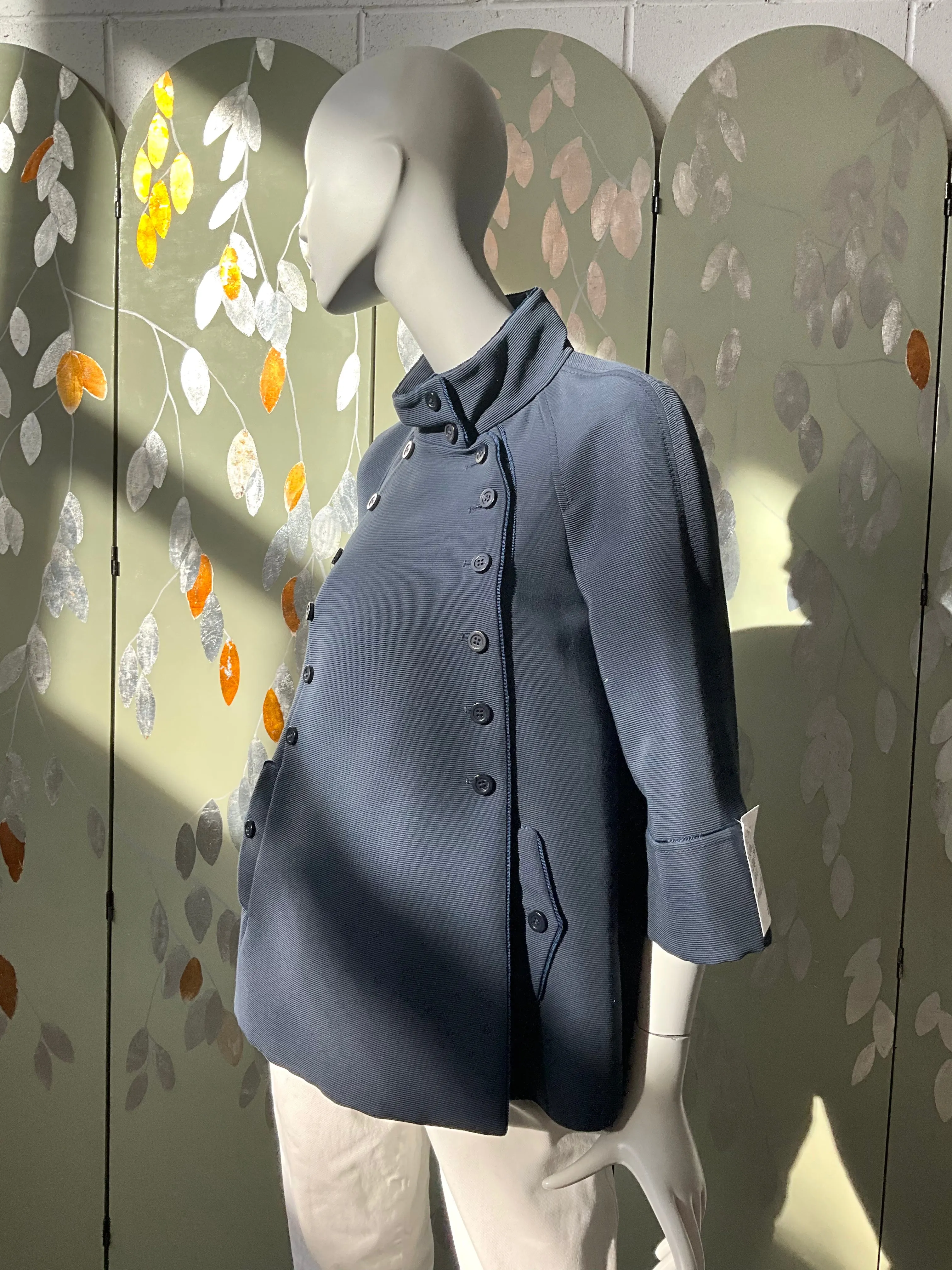 Vintage 1990s Navy Escada Double Breast Swing Jacket, S-M