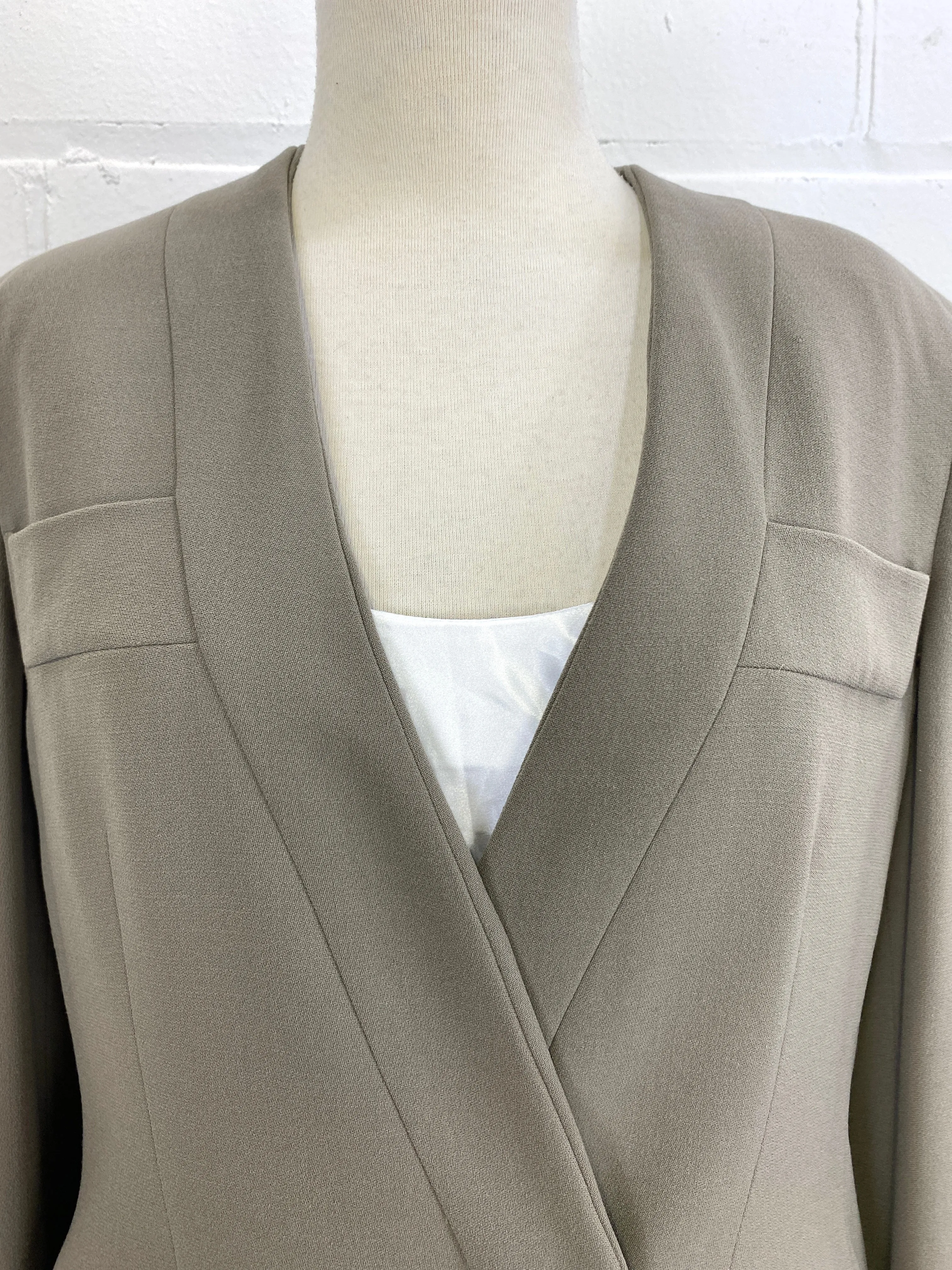 Vintage 90s Green Wool Giorgio Armani Skirt Suit, Small