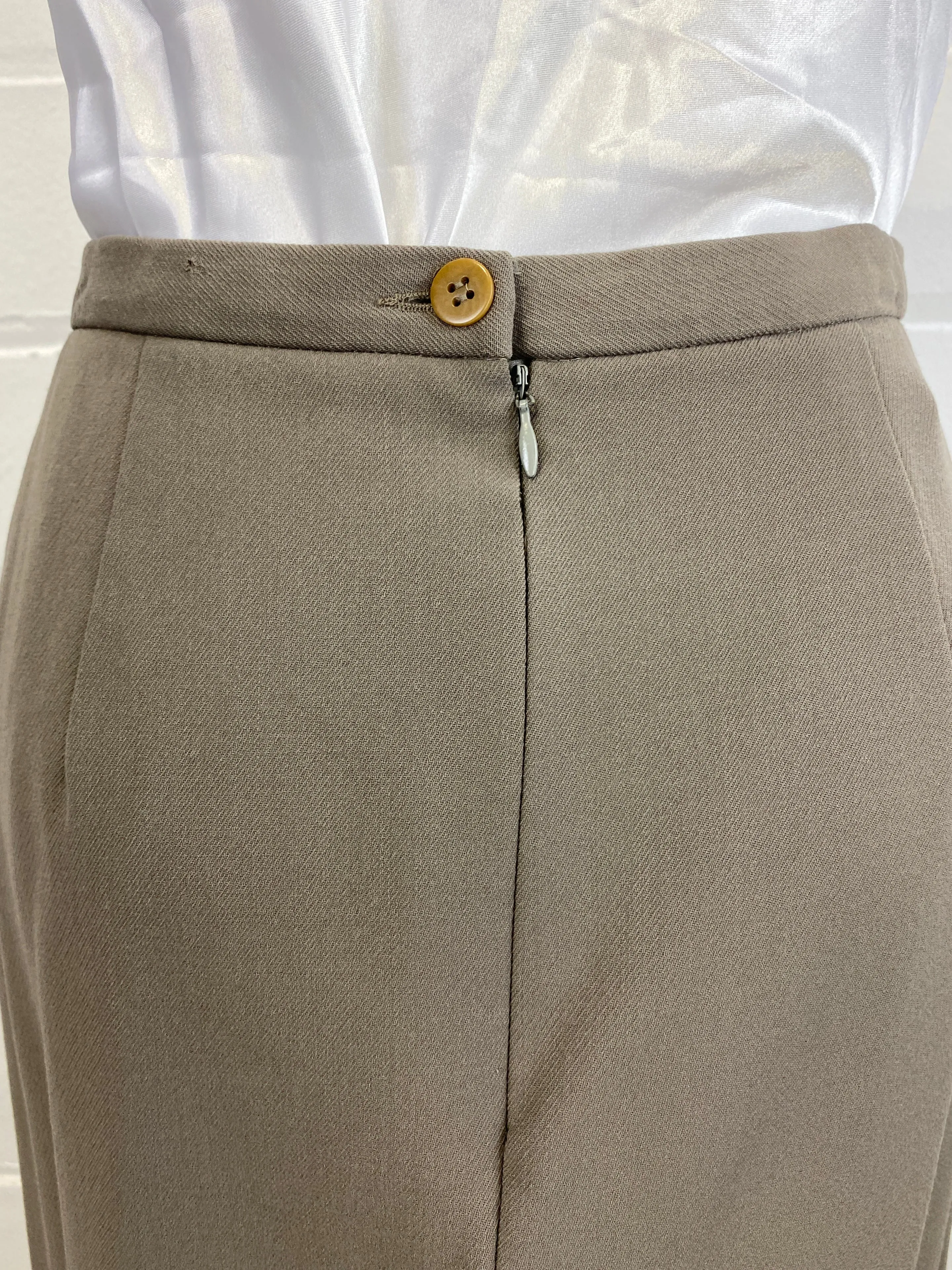 Vintage 90s Green Wool Giorgio Armani Skirt Suit, Small