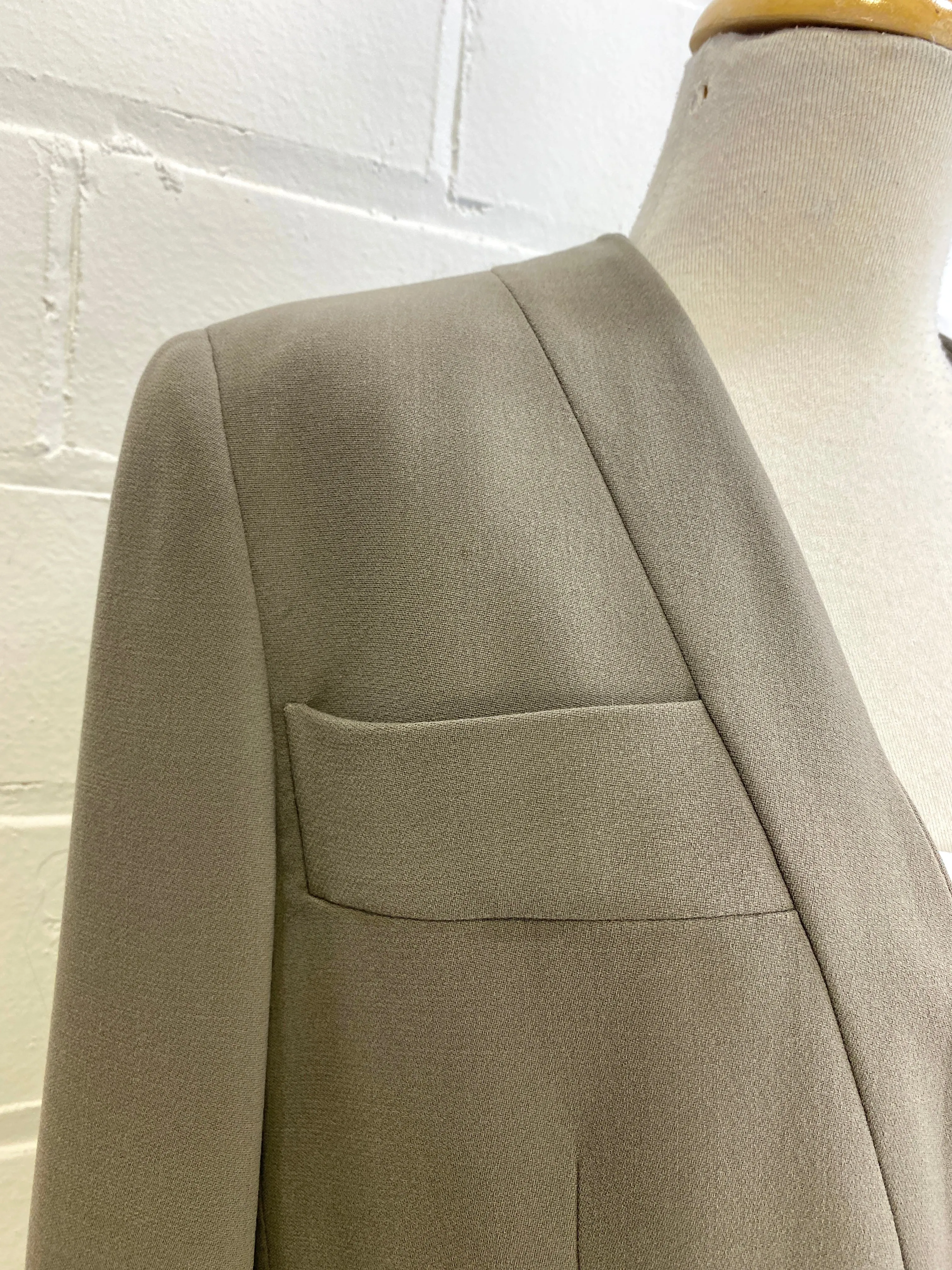 Vintage 90s Green Wool Giorgio Armani Skirt Suit, Small
