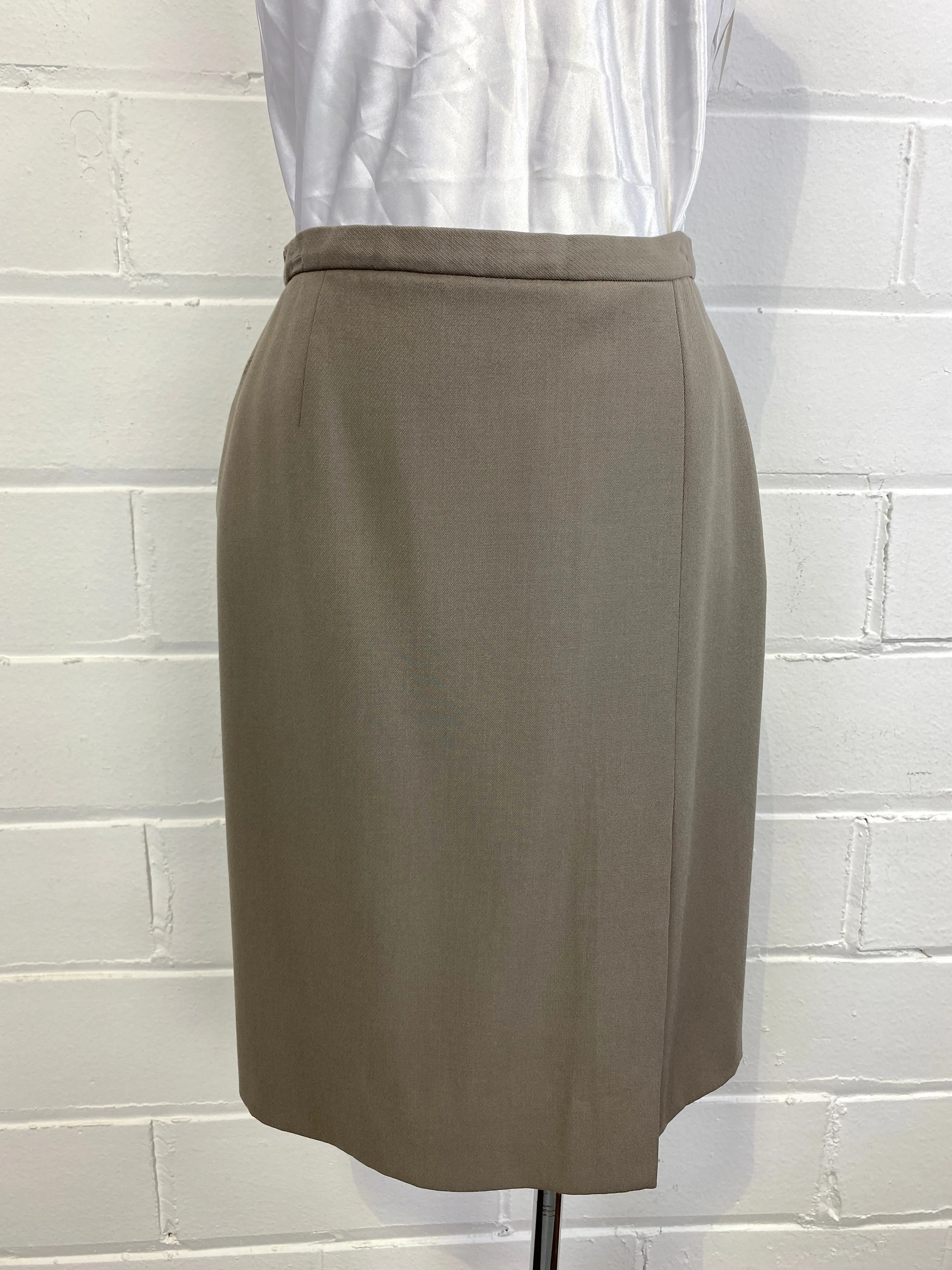 Vintage 90s Green Wool Giorgio Armani Skirt Suit, Small