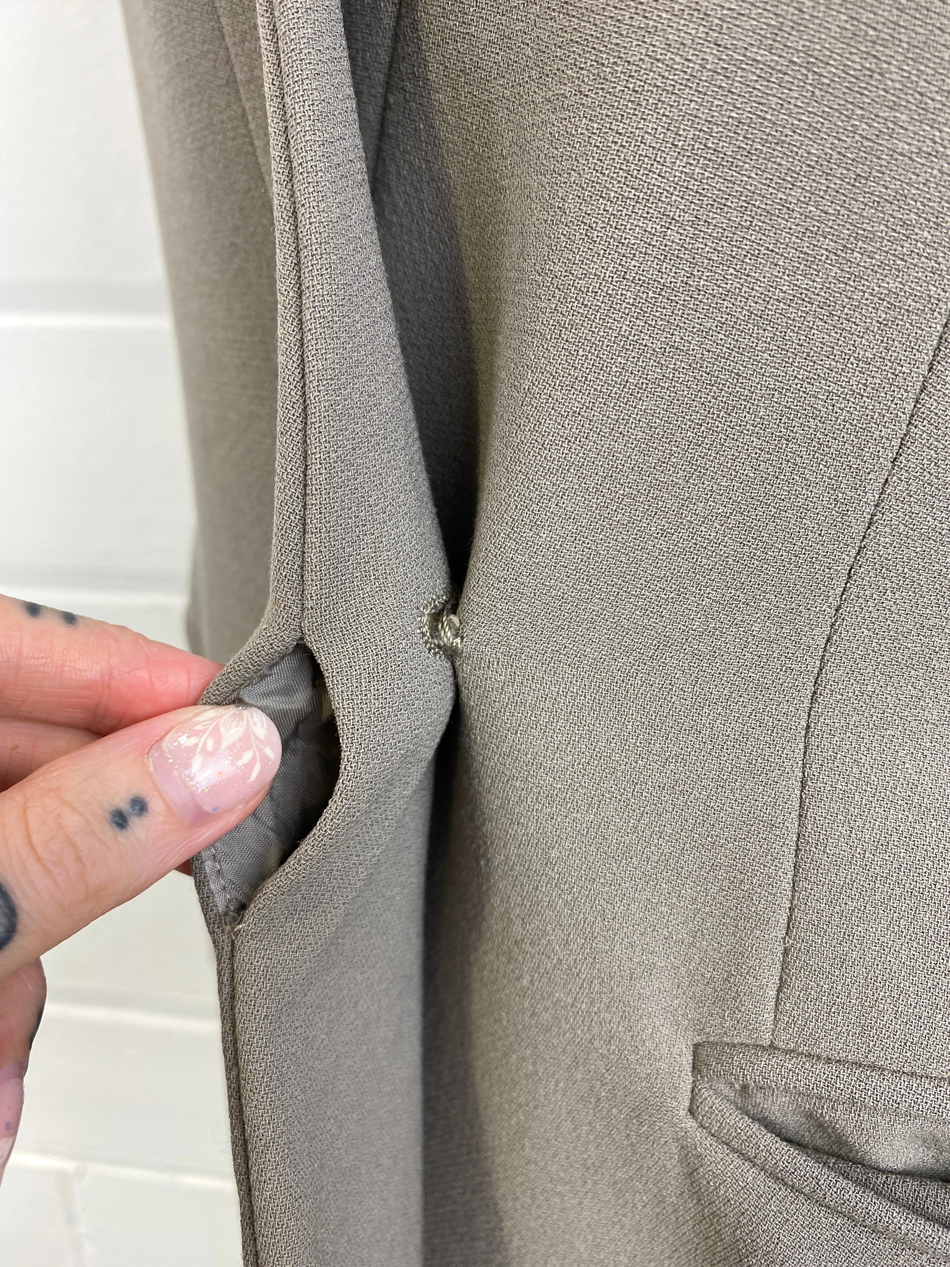 Vintage 90s Green Wool Giorgio Armani Skirt Suit, Small