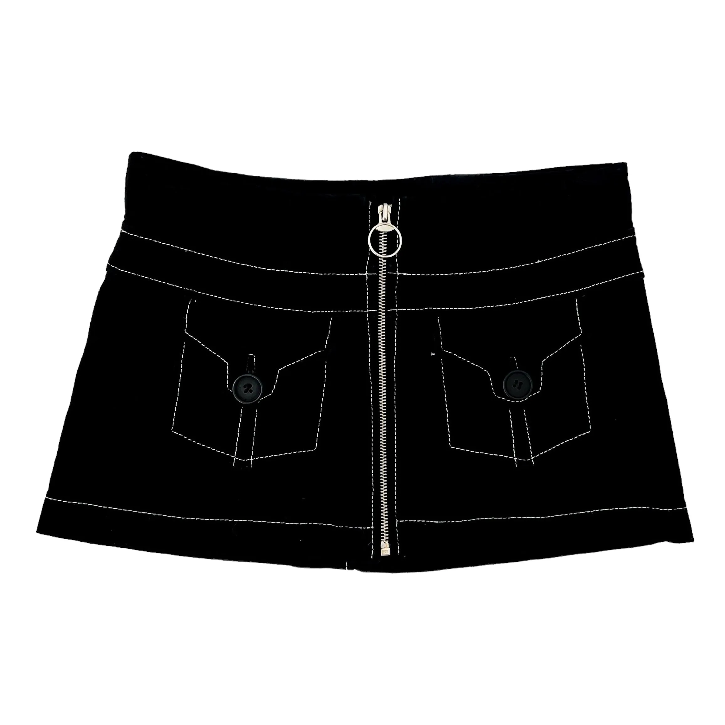 Vintage Black Suede Leather Mini Skirt (XS)