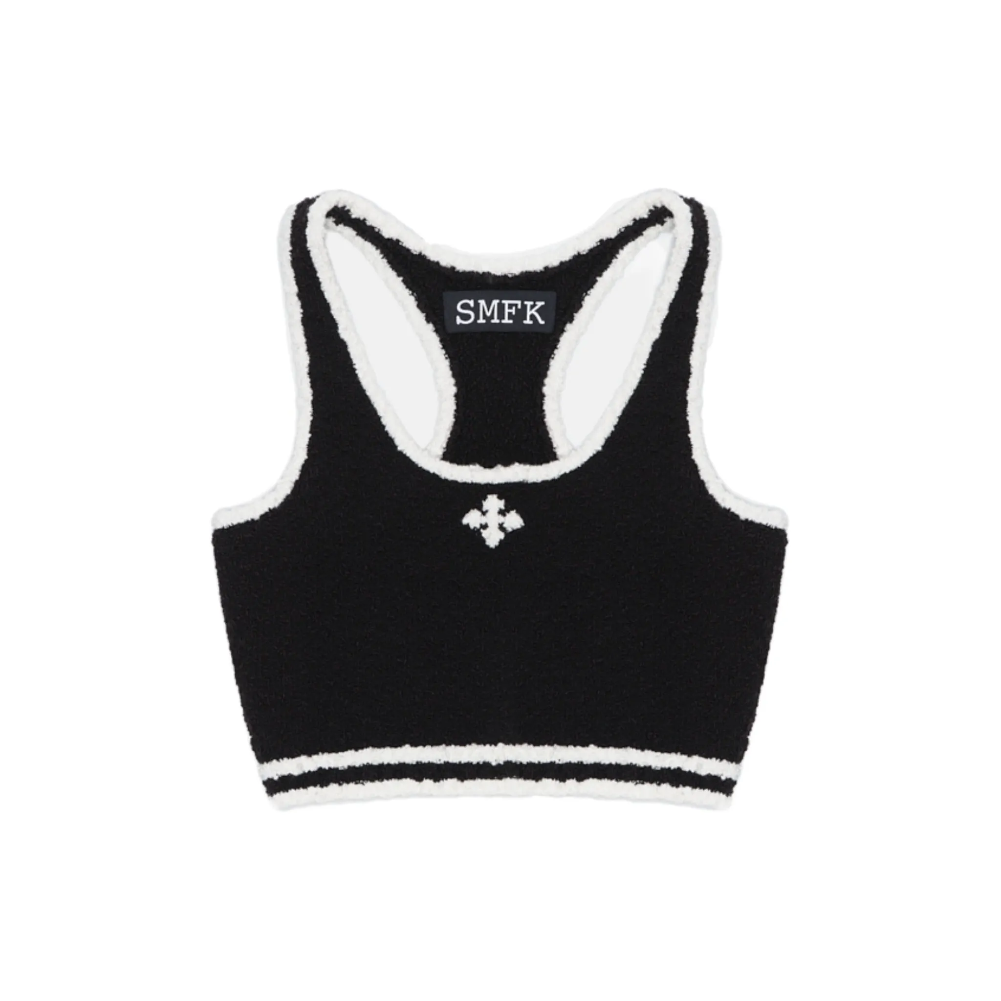 Vintage Campus Knit Vest Black And White