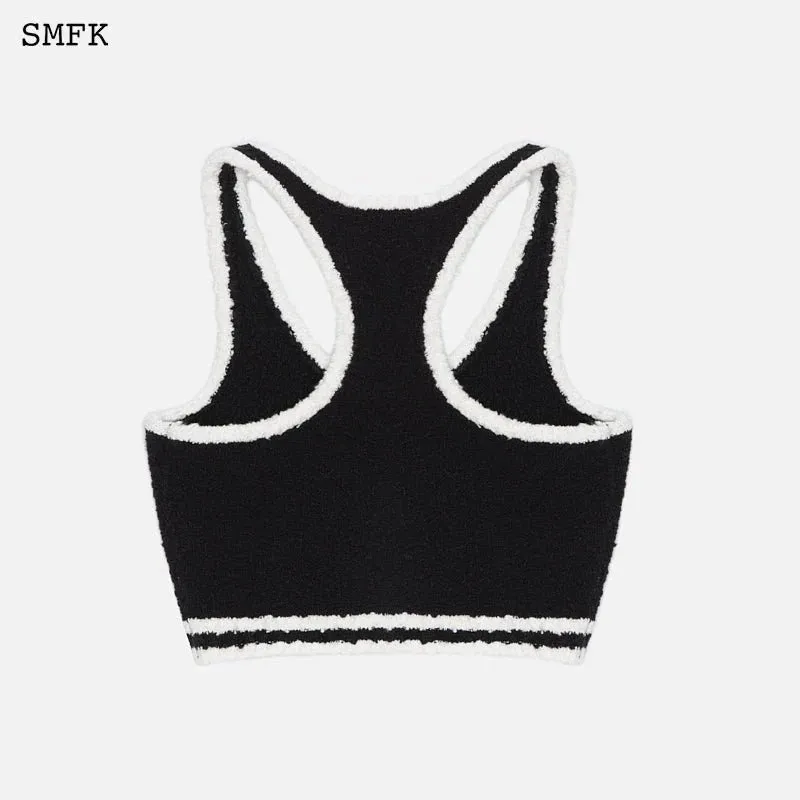 Vintage Campus Knit Vest Black And White