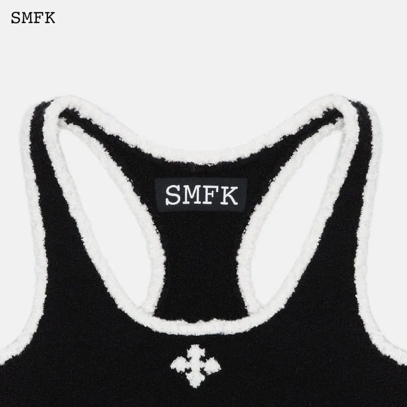 Vintage Campus Knit Vest Black And White