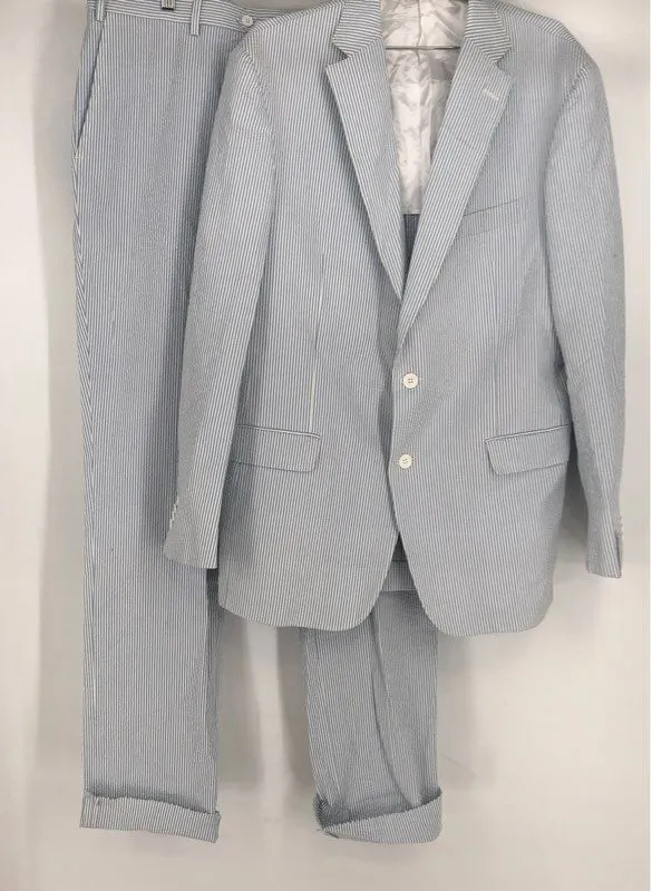 Vintage NWT Haspel Women's Ice Blue Blazer & Pants 2 Piece Suit Set - Size 40X44