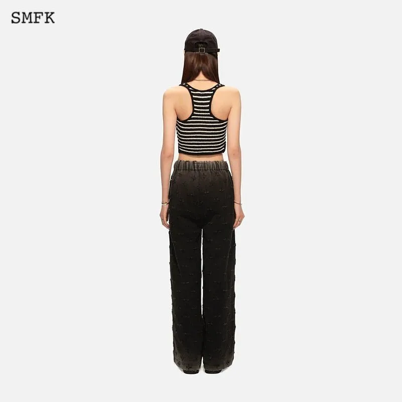 Vintage School Striped Knit Vest Black