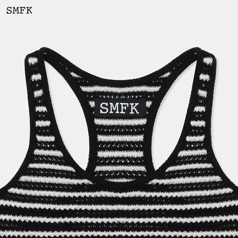 Vintage School Striped Knit Vest Black