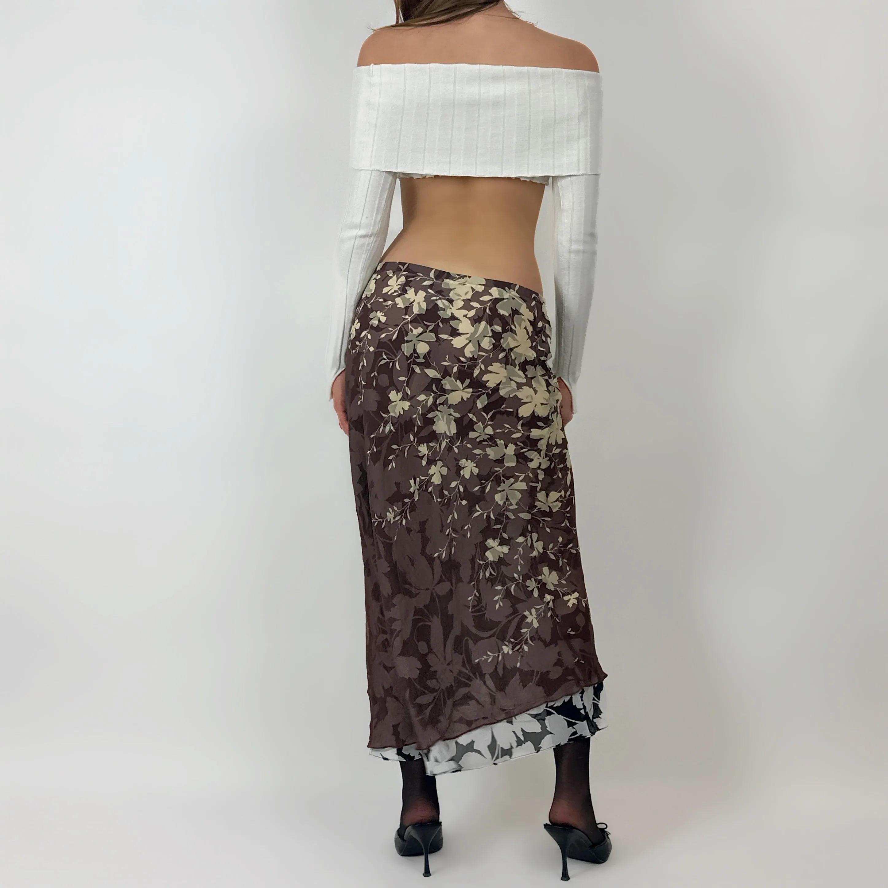 Vintage Silk Printed Maxi Skirt (S/M)