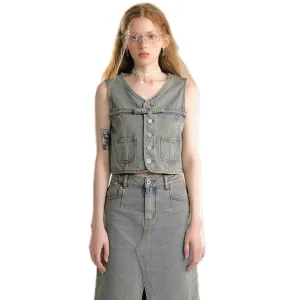 Vintage Washed Denim Vest