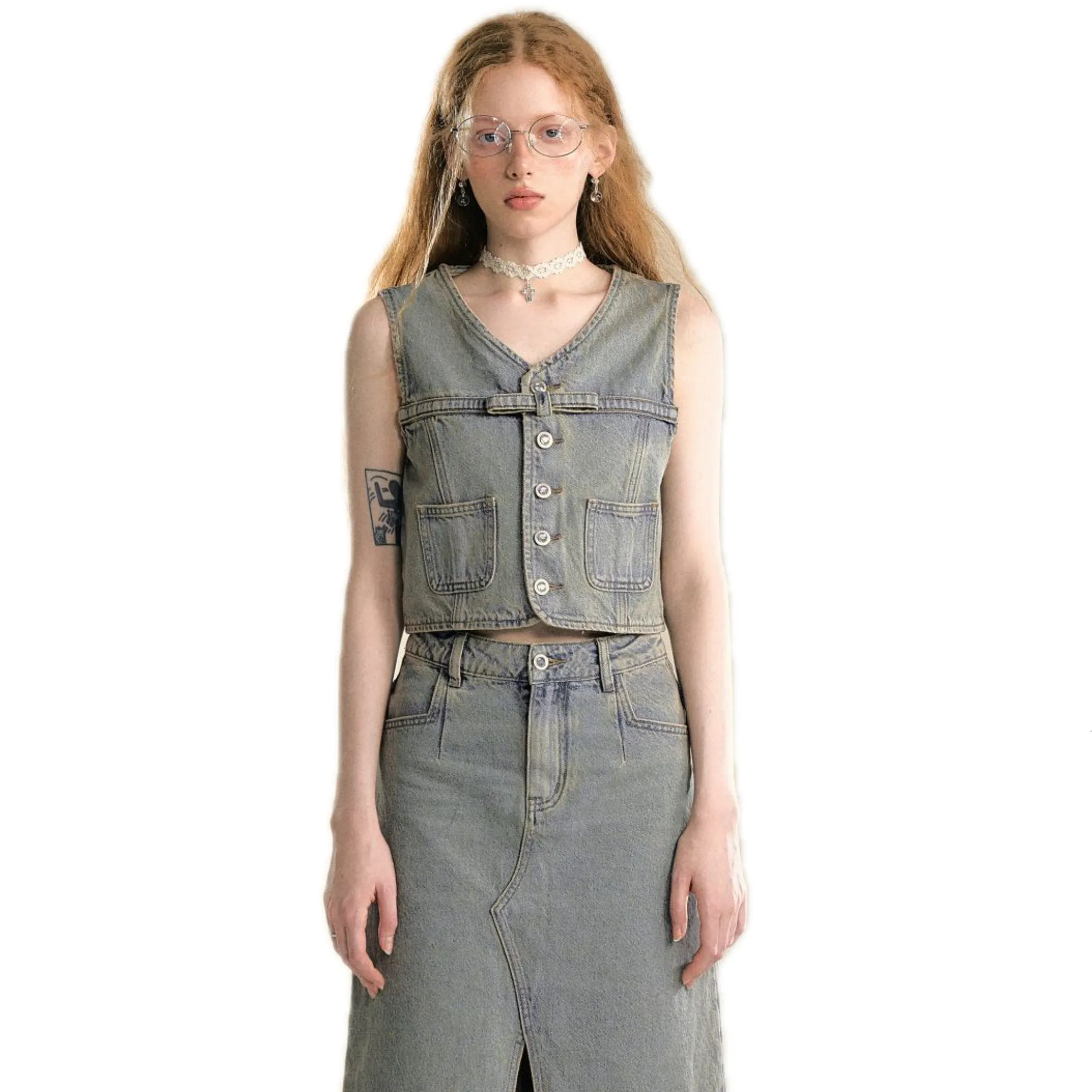 Vintage Washed Denim Vest