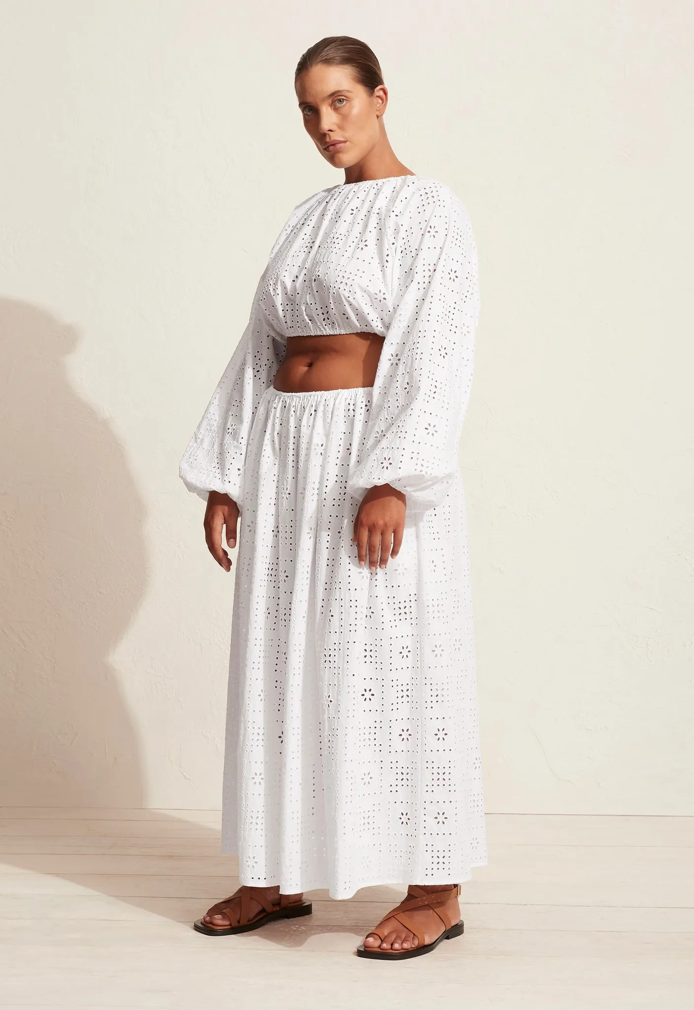 White Crochet Broderie Skirt