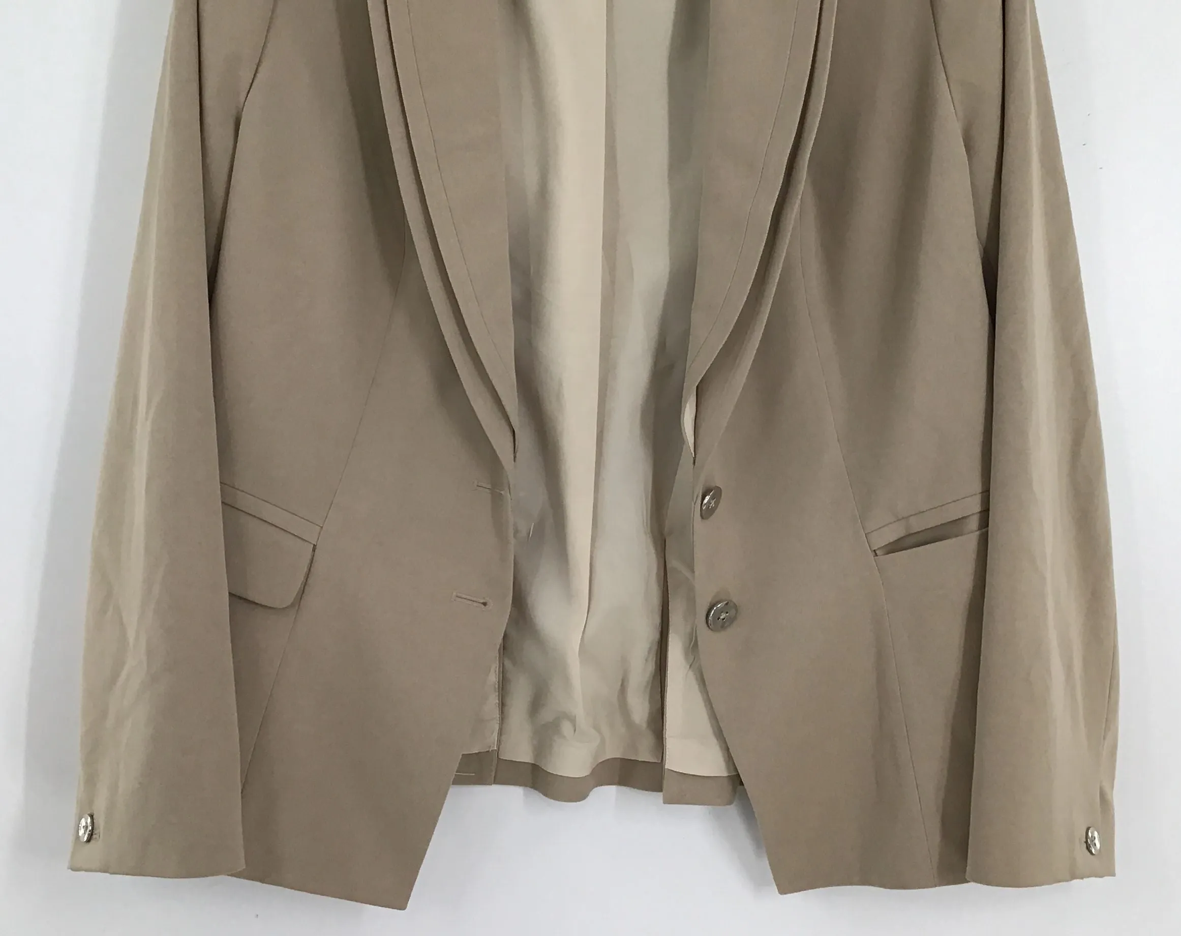 White House Black Market Women's Beige Single-Breasted Blazer - Size 12