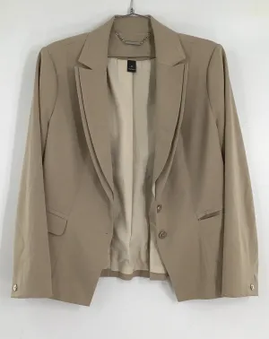 White House Black Market Women's Beige Single-Breasted Blazer - Size 12