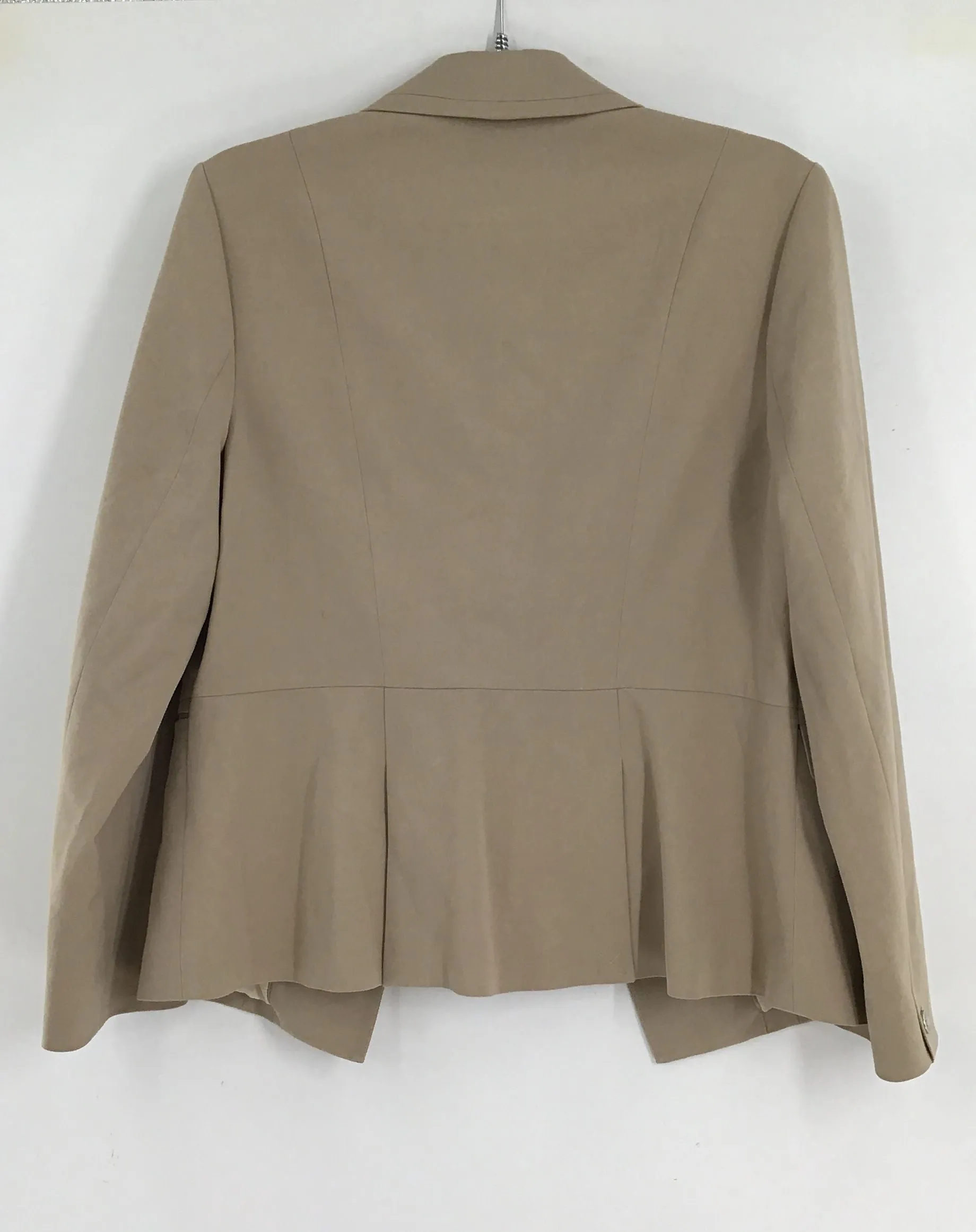 White House Black Market Women's Beige Single-Breasted Blazer - Size 12