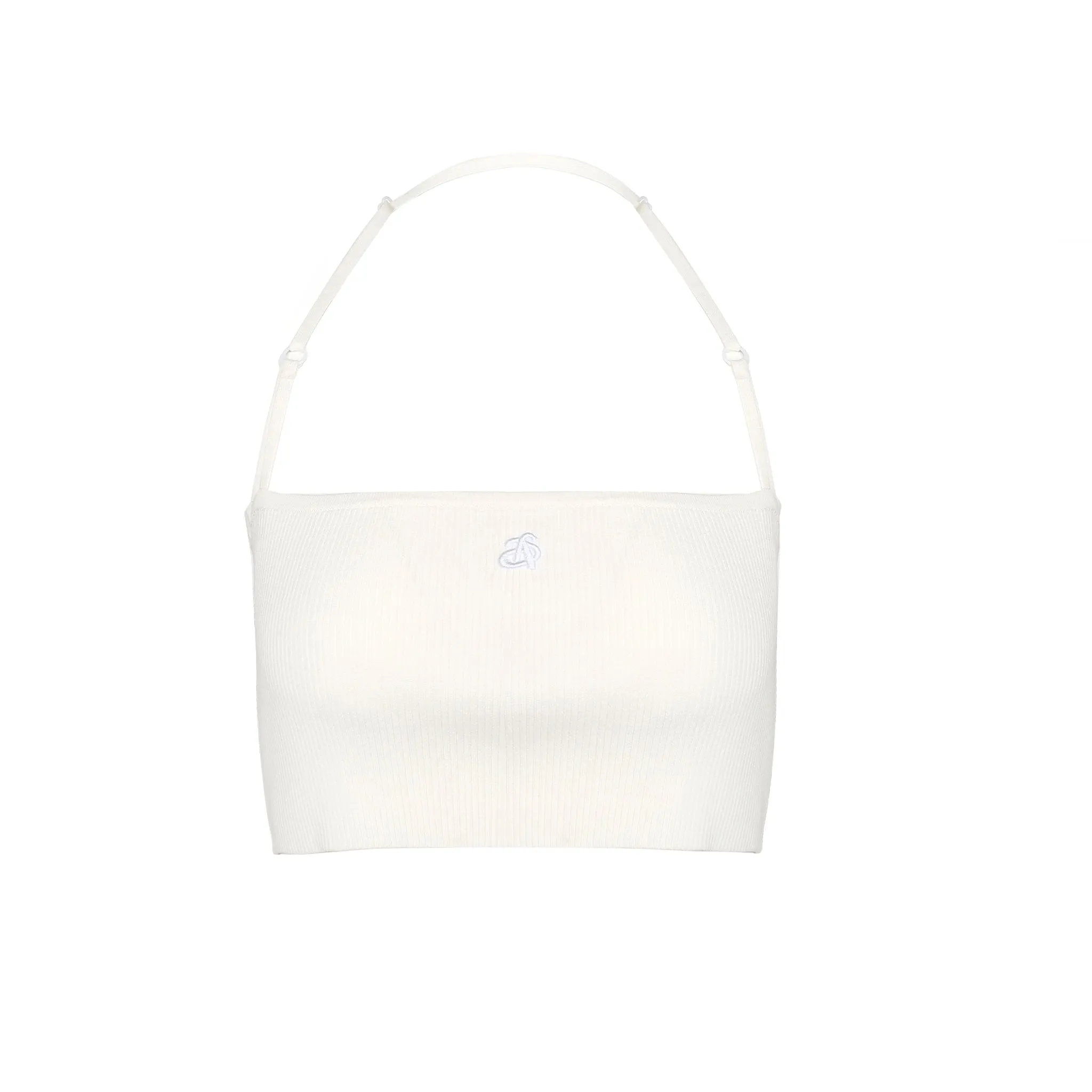 White Suspender Bandeau Top