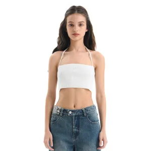 White Suspender Bandeau Top