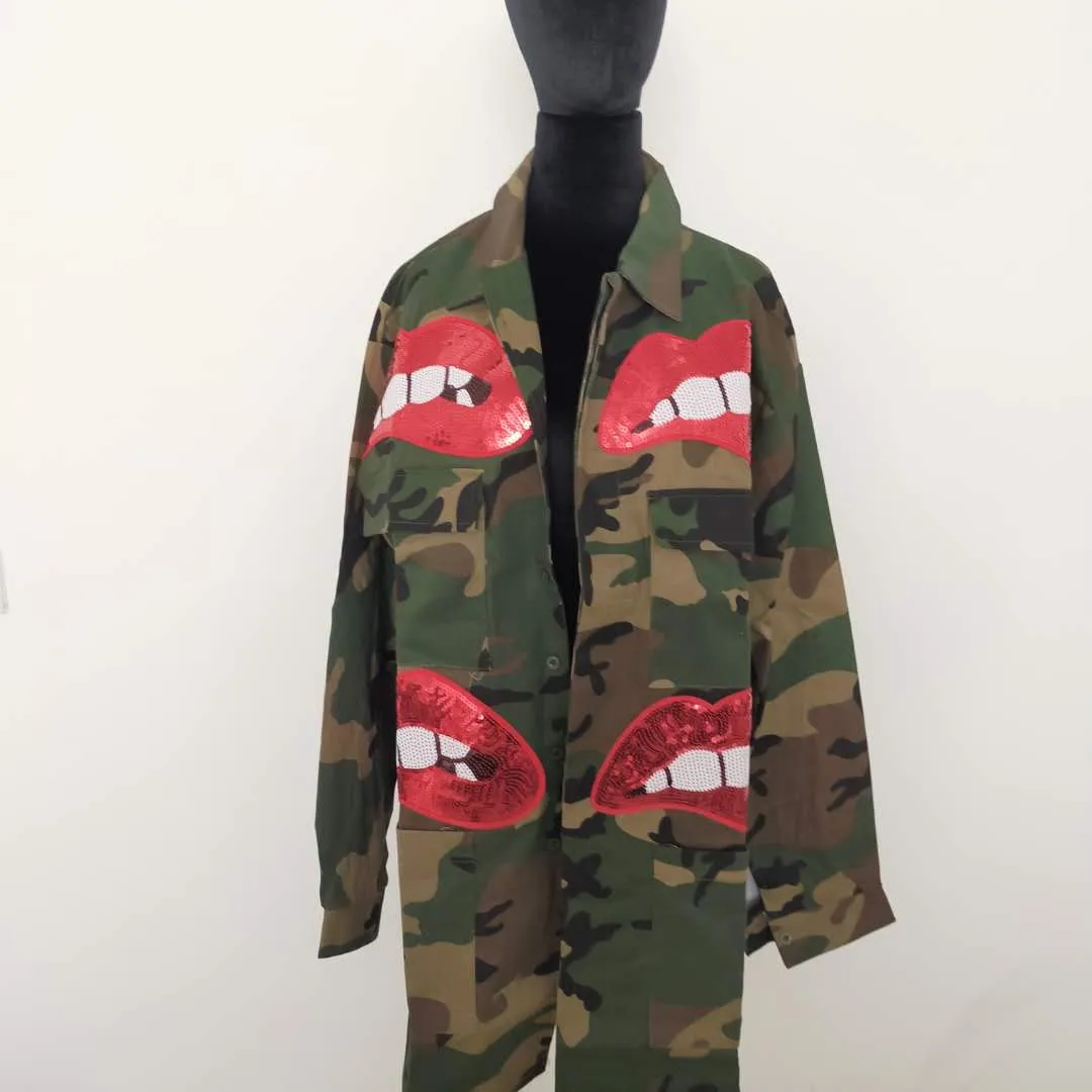 Wholesale women's camouflage plus size denim jackets 6XL（CL8211)