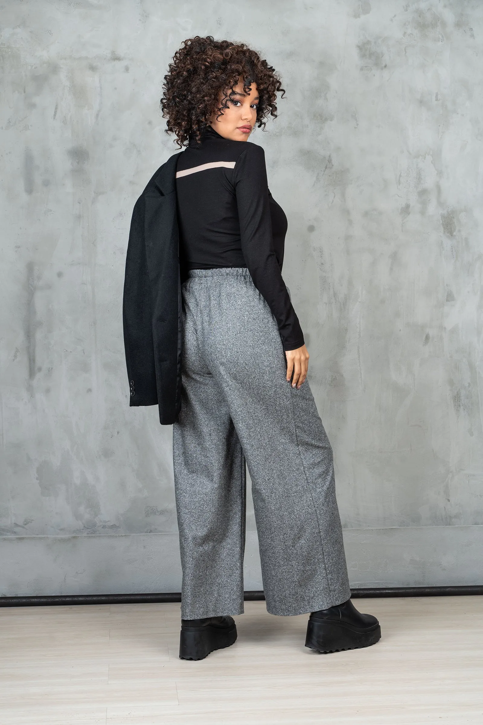 Wide Leg Merino Wool Winter Pants