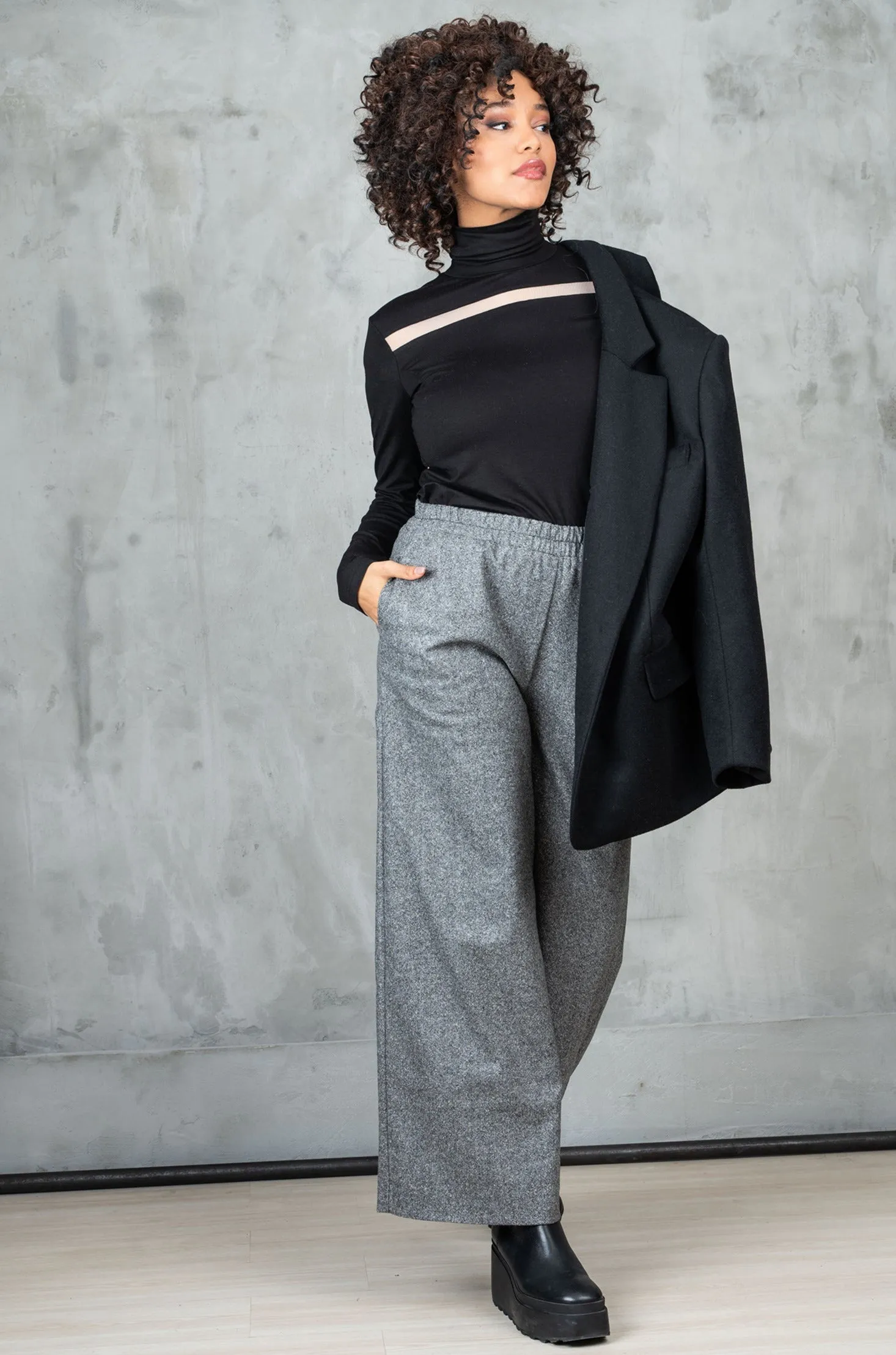 Wide Leg Merino Wool Winter Pants