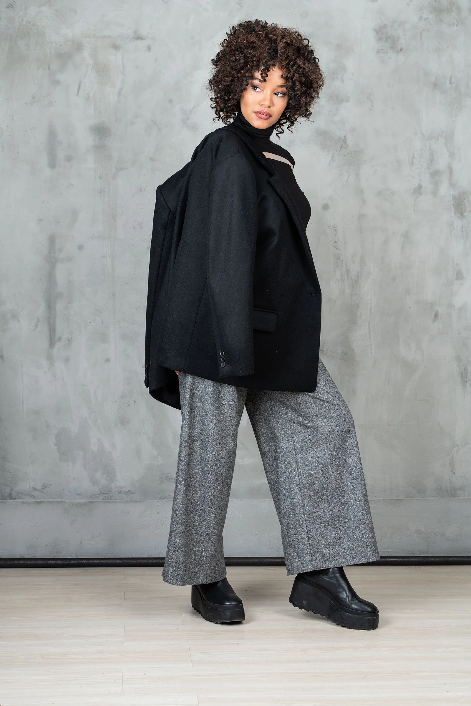 Wide Leg Merino Wool Winter Pants