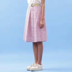 Wine Triangle Block Printed Cotton Knee Length Skirt