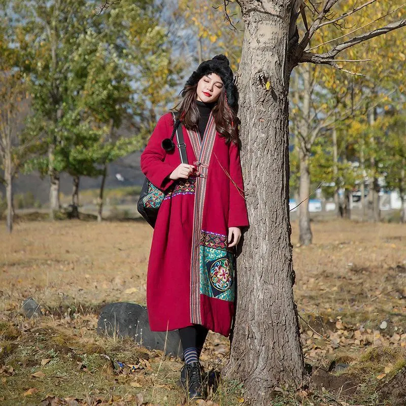 Winter ethnic wind oversize women's cotton-padded jackets