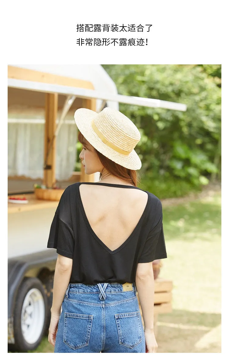 Wjczt Sexy Seamless Crop Ribbed Top Women Push Up Wireless U Type Backless Camisole Sports Women's Underwear Summer 2022 New